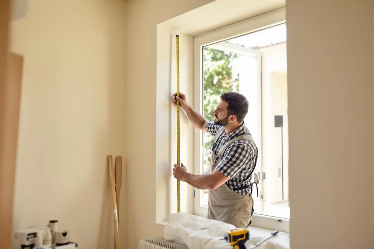 Prise de cotes par un technicien pour moustiquaire sur mesure